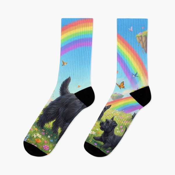 Item preview, Joyful Scottish Terrier Family in Rainbow Paradise designed and sold by PetMemorialArt.