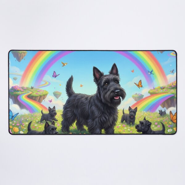 Item preview, Joyful Scottish Terrier Family in Rainbow Paradise designed and sold by PetMemorialArt.