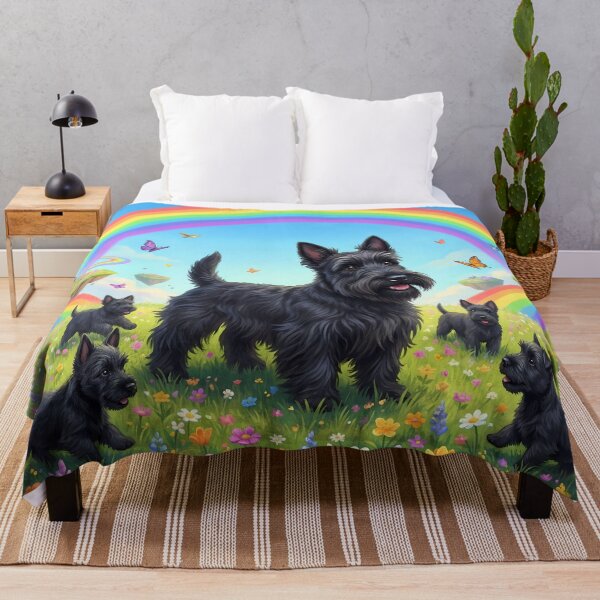 Item preview, Joyful Scottish Terrier Family in Rainbow Paradise designed and sold by PetMemorialArt.