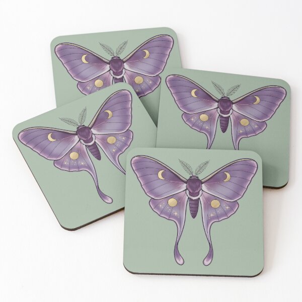 Item preview, Celestial Luna Moth Illustration – Purple Moon Moth with Gold Stars designed and sold by GiftsCreek.