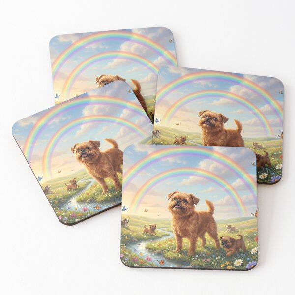 Item preview, Joyful Brussels Griffon Family in Rainbow Paradise designed and sold by PetMemorialArt.