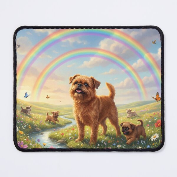 Item preview, Joyful Brussels Griffon Family in Rainbow Paradise designed and sold by PetMemorialArt.
