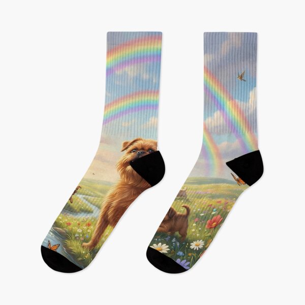 Item preview, Joyful Brussels Griffon Family in Rainbow Paradise designed and sold by PetMemorialArt.