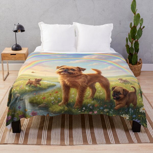 Item preview, Joyful Brussels Griffon Family in Rainbow Paradise designed and sold by PetMemorialArt.