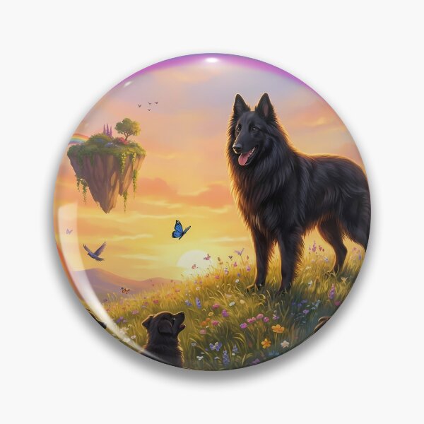 Item preview, Joyful Belgian Shepherd Groenendael Family Sunset Rainbow Paradise designed and sold by PetMemorialArt.