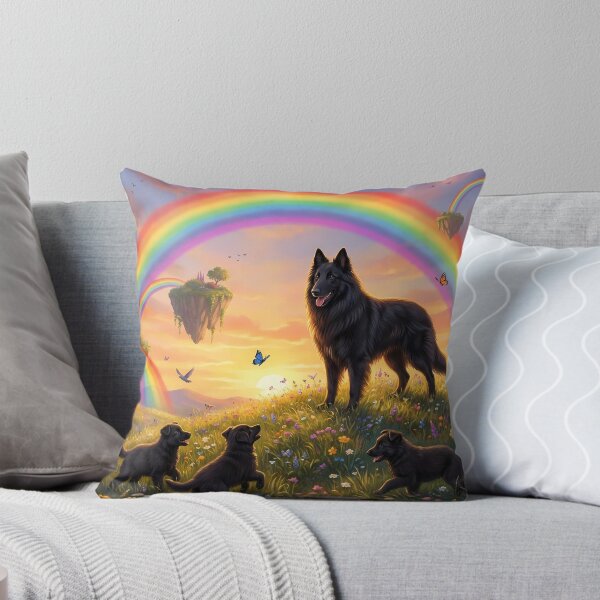 Item preview, Joyful Belgian Shepherd Groenendael Family Sunset Rainbow Paradise designed and sold by PetMemorialArt.