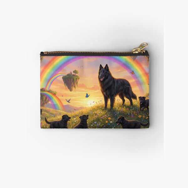 Item preview, Joyful Belgian Shepherd Groenendael Family Sunset Rainbow Paradise designed and sold by PetMemorialArt.