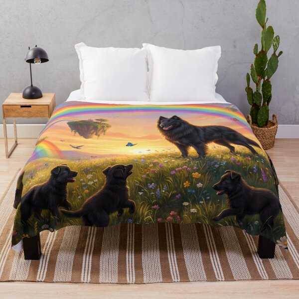 Item preview, Joyful Belgian Shepherd Groenendael Family Sunset Rainbow Paradise designed and sold by PetMemorialArt.