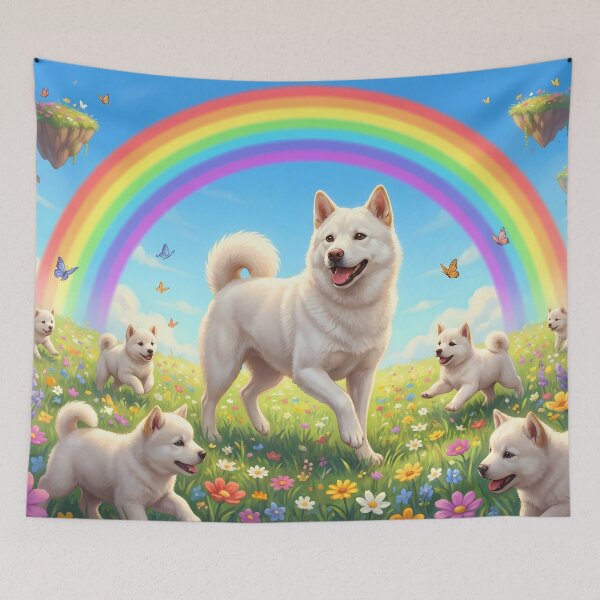 Item preview, Joyful Hokkaido Ken Family in Rainbow Paradise Flower Field designed and sold by PetMemorialArt.
