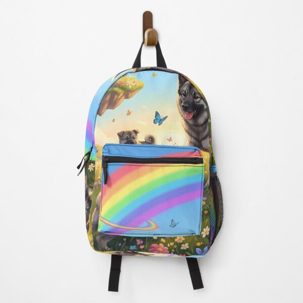 Item preview, Joyful Norwegian Elkhound Family in Rainbow Paradise designed and sold by PetMemorialArt.