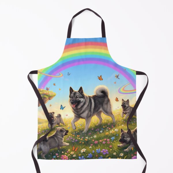 Item preview, Joyful Norwegian Elkhound Family in Rainbow Paradise designed and sold by PetMemorialArt.