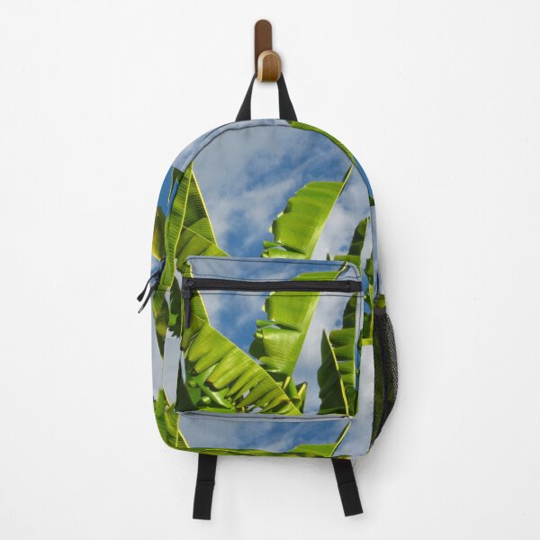 Item preview, Green Banana Fronds Waving in a Blue Sky with Fluffy Clouds designed and sold by JoyousArt4u.