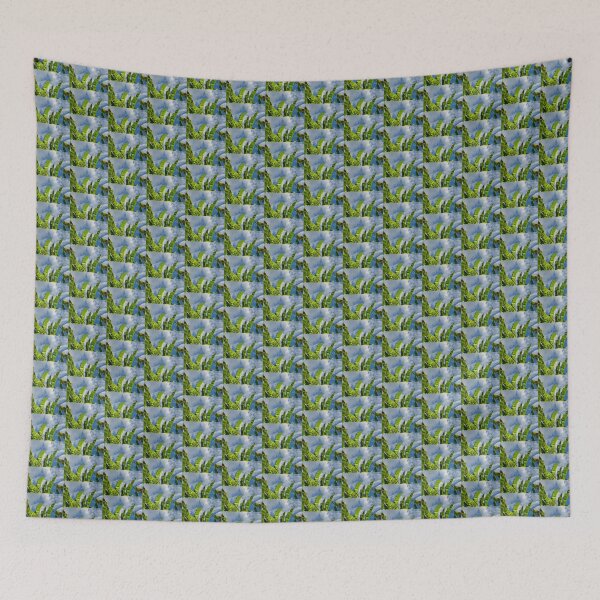 Item preview, Green Banana Fronds Waving in a Blue Sky with Fluffy Clouds designed and sold by JoyousArt4u.
