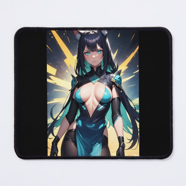 Item preview, Cyberpunk Battle Maiden Anime Girl Cat Ear Aesthetic Art designed and sold by iloveanimechibi.