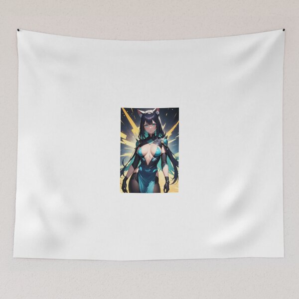 Item preview, Cyberpunk Battle Maiden Anime Girl Cat Ear Aesthetic Art designed and sold by iloveanimechibi.