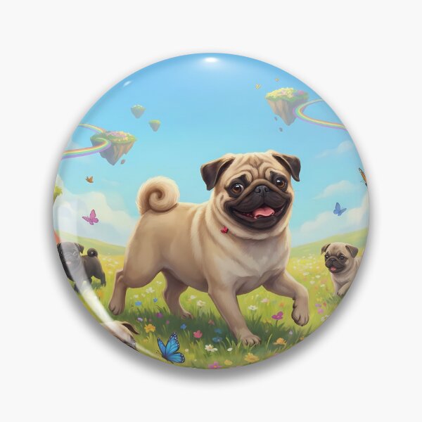 Item preview, Joyful Pug Family in Rainbow Paradise Flower Field designed and sold by PetMemorialArt.