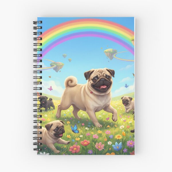 Item preview, Joyful Pug Family in Rainbow Paradise Flower Field designed and sold by PetMemorialArt.