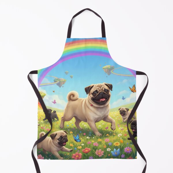 Item preview, Joyful Pug Family in Rainbow Paradise Flower Field designed and sold by PetMemorialArt.