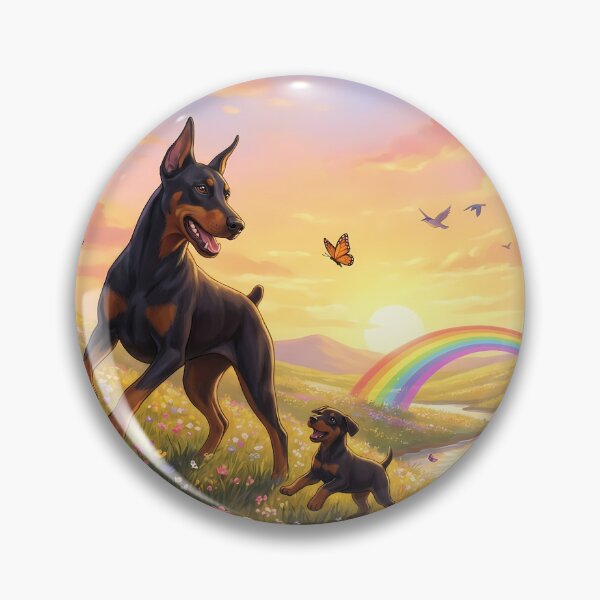 Item preview, Joyful Doberman Pinscher Family at Sunset Rainbow Paradise designed and sold by PetMemorialArt.