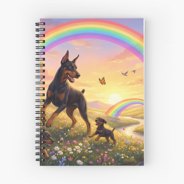 Item preview, Joyful Doberman Pinscher Family at Sunset Rainbow Paradise designed and sold by PetMemorialArt.