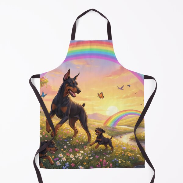Item preview, Joyful Doberman Pinscher Family at Sunset Rainbow Paradise designed and sold by PetMemorialArt.