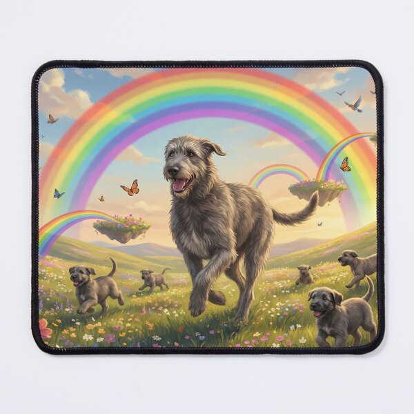 Item preview, Joyful Irish Wolfhound Family in Rainbow Paradise designed and sold by PetMemorialArt.