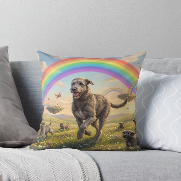 Item preview, Joyful Irish Wolfhound Family in Rainbow Paradise designed and sold by PetMemorialArt.