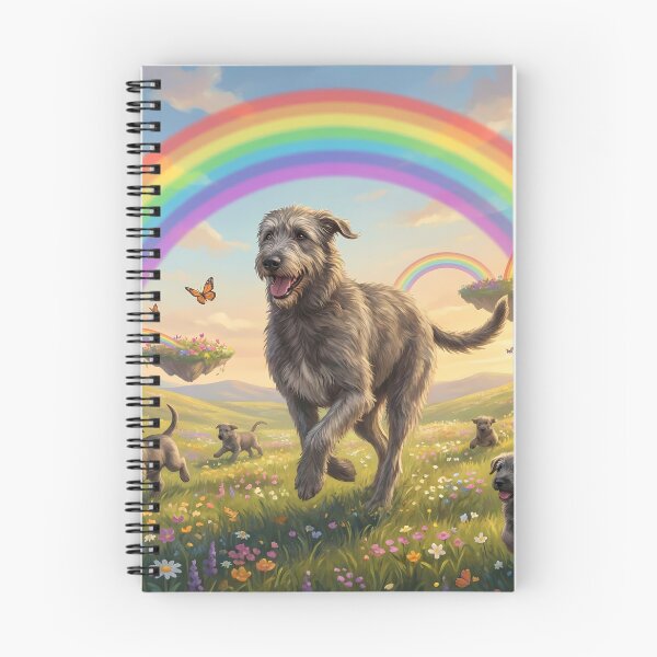 Item preview, Joyful Irish Wolfhound Family in Rainbow Paradise designed and sold by PetMemorialArt.