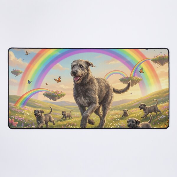 Item preview, Joyful Irish Wolfhound Family in Rainbow Paradise designed and sold by PetMemorialArt.