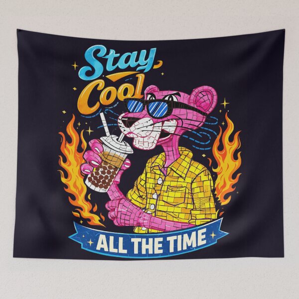 Item preview, Pink Panther Stay Cool All The Time - Retro Fire Mosaic Boba Tea T-Shirt designed and sold by ZyxDes.