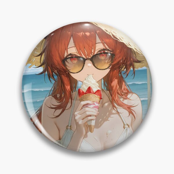 Item preview, Prelude Surtr Arknights Ice Cream Summer Beach Kawaii Anime Girl designed and sold by Tokyonomad.