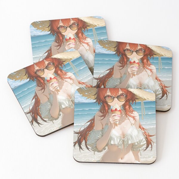 Item preview, Prelude Surtr Arknights Ice Cream Summer Beach Kawaii Anime Girl designed and sold by Tokyonomad.