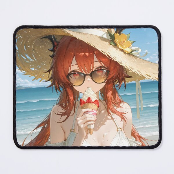 Item preview, Prelude Surtr Arknights Ice Cream Summer Beach Kawaii Anime Girl designed and sold by Tokyonomad.