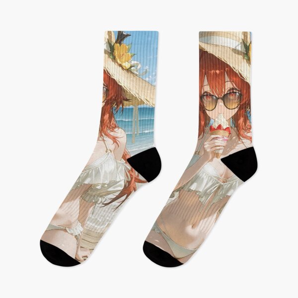 Item preview, Prelude Surtr Arknights Ice Cream Summer Beach Kawaii Anime Girl designed and sold by Tokyonomad.