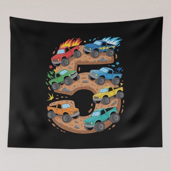 Item preview, 5 Year Old Monster Truck Boy Toddler 5th Birthday Party designed and sold by catsdothingz.