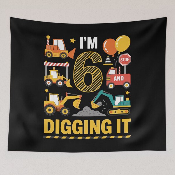 Item preview, 6th Birthday Construction Boy I'm 6 Years Old And Digging It designed and sold by catsdothingz.