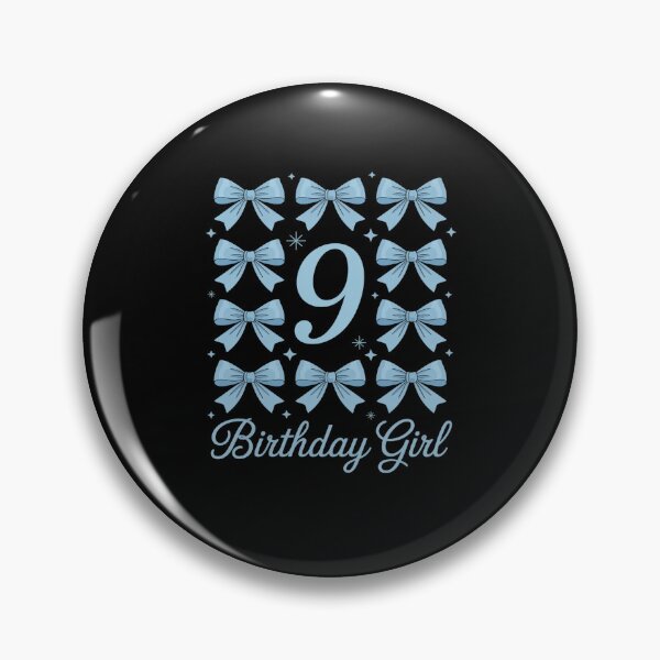 Item preview, 9th Birthday Girl Blue Coquette Bow 9 Year Old designed and sold by catsdothingz.