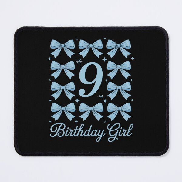 Item preview, 9th Birthday Girl Blue Coquette Bow 9 Year Old designed and sold by catsdothingz.