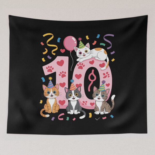 Item preview, 10th Birthday Girl Cute Cat Outfit 10 Years Old Bday Party designed and sold by catsdothingz.