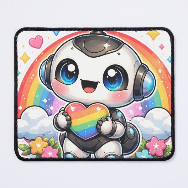 Item preview, Kawaii Robot Holding Rainbow Heart – Cute Wholesome Illustration designed and sold by Alexamarin.