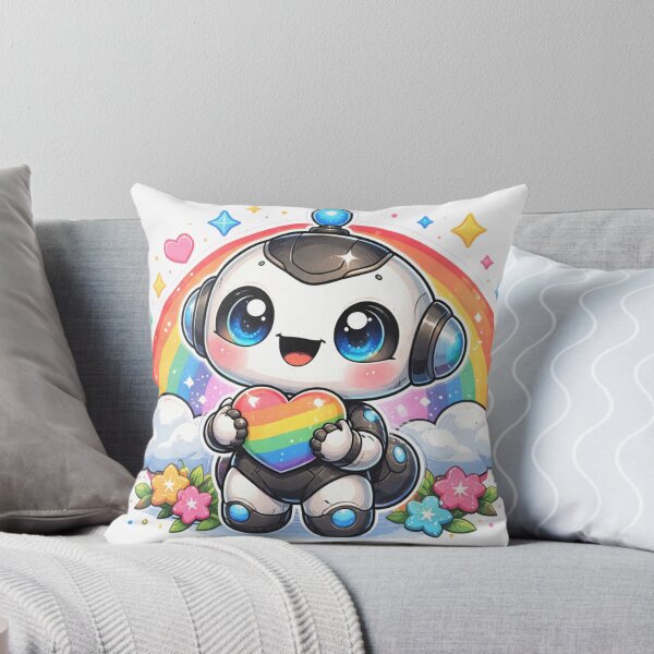 Item preview, Kawaii Robot Holding Rainbow Heart – Cute Wholesome Illustration designed and sold by Alexamarin.