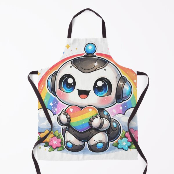 Item preview, Kawaii Robot Holding Rainbow Heart – Cute Wholesome Illustration designed and sold by Alexamarin.