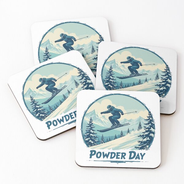 Item preview, Powder Day Ski Sticker  Skier Jumping in Fresh Snow Mountain Decal designed and sold by Design-Pro-21.