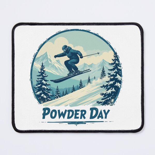 Item preview, Powder Day Ski Sticker Skier Jumping in Fresh Snow Mountain Decal designed and sold by Design-Pro-21.