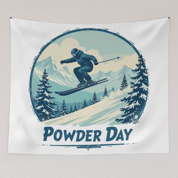 Item preview, Powder Day Ski Sticker  Skier Jumping in Fresh Snow Mountain Decal designed and sold by Design-Pro-21.