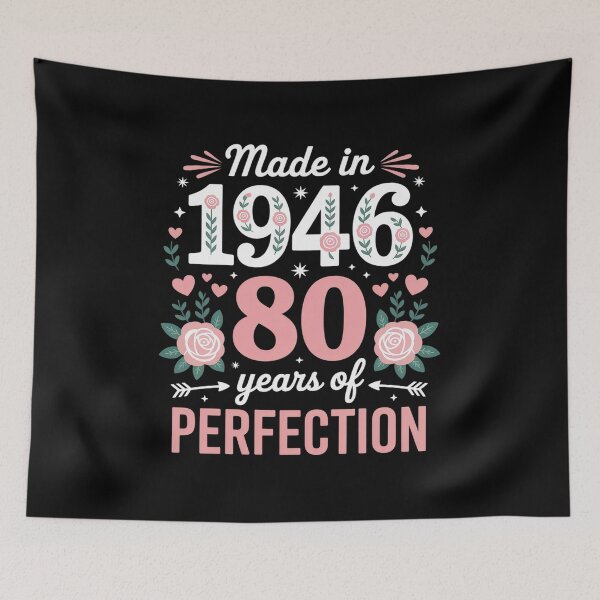 Item preview, 80 Year Old Made in 1946 Floral 80th Birthday Women T-Shirt designed and sold by catsdothingz.
