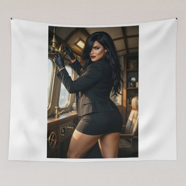 Item preview, Cassandra in black suit on a steampunk zeppelin designed and sold by CathryneDelamort.