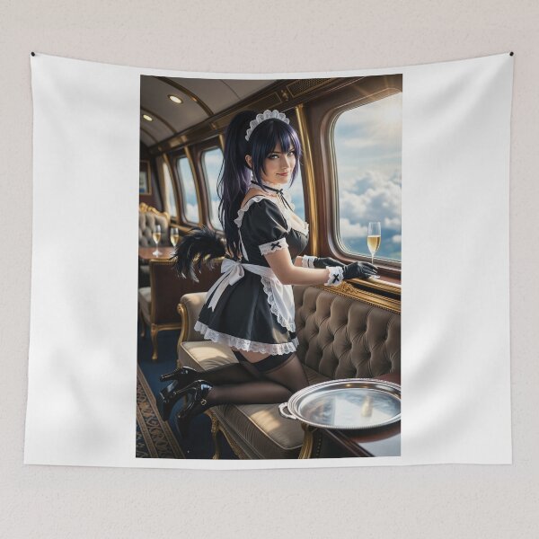 Item preview, Graceful maid with champagne on sunlit zeppelin designed and sold by CathryneDelamort.