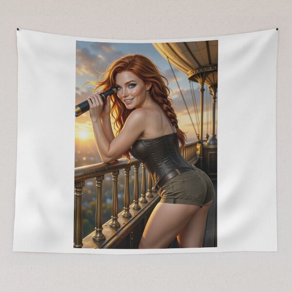 Item preview, Rowan in leather corset on a sunset zeppelin designed and sold by CathryneDelamort.