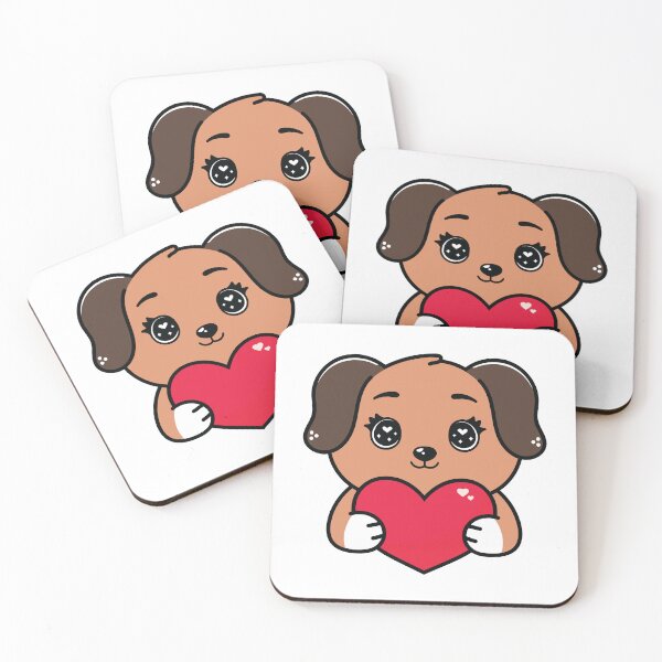 Item preview, Cute Puppy Holding Heart – Kawaii Valentine Dog designed and sold by MarshallStickerX.